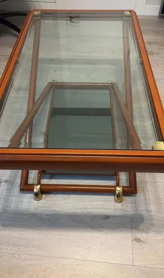 Mesa de centro elevable madera y cristal