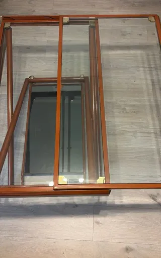 Mesa de centro elevable madera y cristal