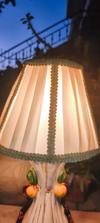 Lampada Da Tavolo Ceramica Bisquit Paralume Di Cot