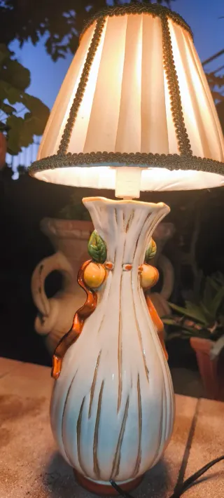 Lampada Da Tavolo Ceramica Bisquit Paralume Di Cot