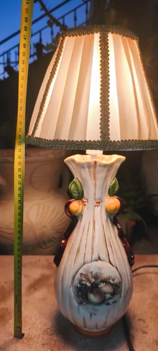 Lampada Da Tavolo Ceramica Bisquit Paralume Di Cot