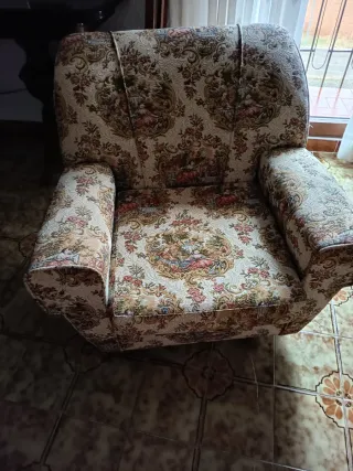 Tresillo y 2 sillones vintage tela estampado flora