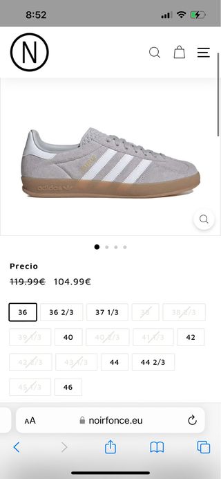 Adidas Gazelle grises y blancas