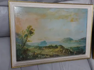 Cuadro antiguo paisaje marino