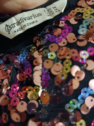 Vestido fiesta lentejuelas oro multicolor