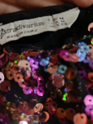 Vestido fiesta lentejuelas oro multicolor