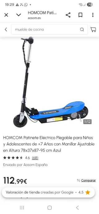 Patinete Eléctrico E-SCOOTER Negro