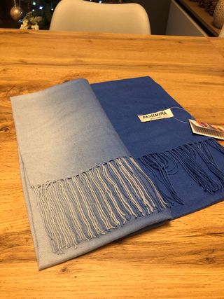 Pashmina sfumata blu e azzurro