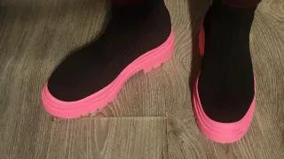 Botas calcetín plataforma negras y rosas