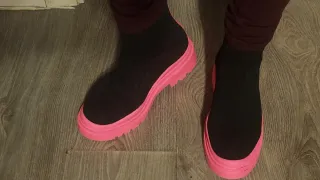Botas calcetín plataforma negras y rosas