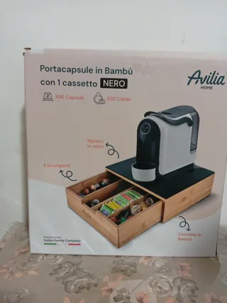 Portacapsule Bambù Avilia con 1 cassetto NERO