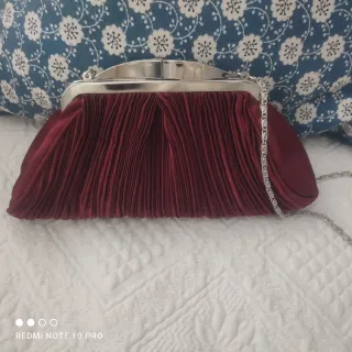 Bolso de fiesta vintage rojo y plateado