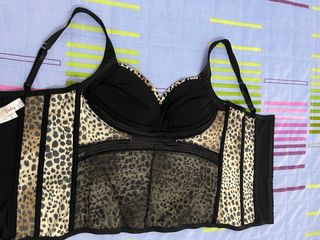 Corsé Negro Estampado Leopardo