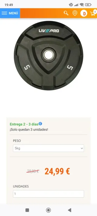 Disco de pesa Livepro 5kg