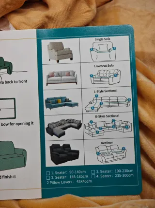 Funda sofá y 4 cojines elástica 2 y 3 plazas