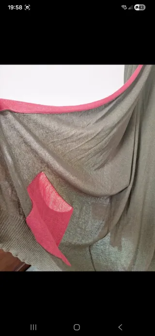 Cardigan leggero verde militare e rosa