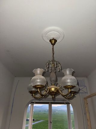 Lámpara de araña vintage de cristal y metal