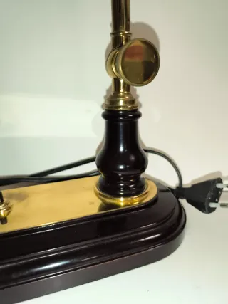 Lámpara Banquero Antigua Latón y Madera