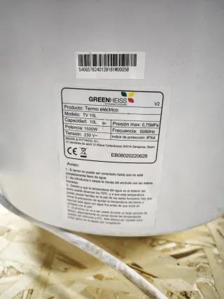 Termo eléctrico GREENHEISS 10L