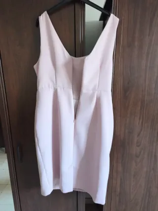 Vestido midi rosa encaje mujer