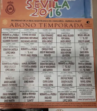 Cartel Toros Sevilla 2016. Tamaño Grande 197x86cm