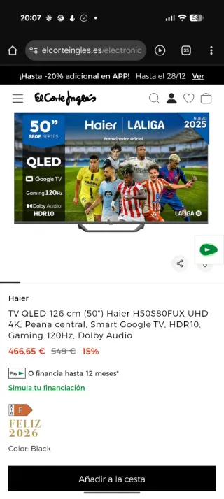TV QLED 50 Sin usar