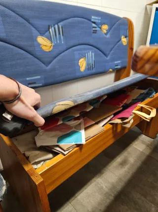 Rinconera de cocina madera y tela