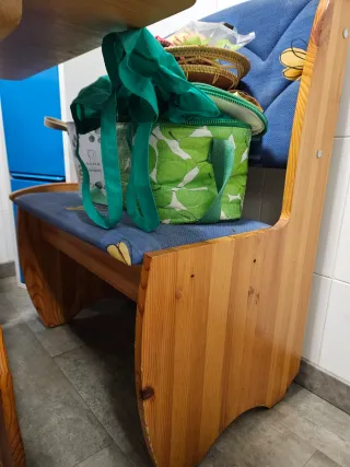 Rinconera de cocina madera y tela