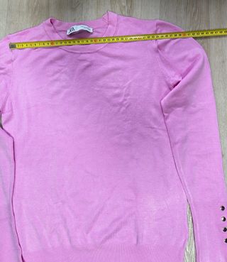 Jersey Zara mujer rosa botones manga larga