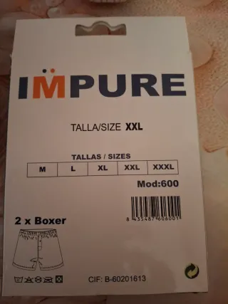 6 Bóxers Impure Algodón Talla XXL Nuevos