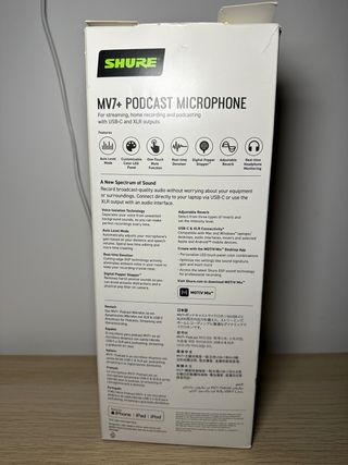 Microfone Shure MV7+ Podcast Branco