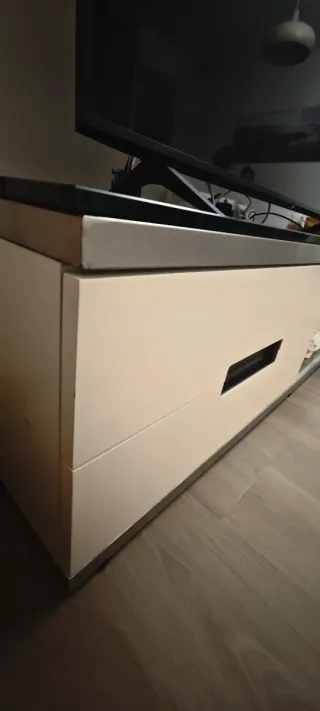 Mueble TV XL 240cm Blanco Cristal Negro