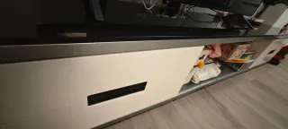 Mueble TV XL 240cm Blanco Cristal Negro