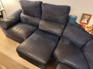 Sofá Rinconera Azul y Marrón