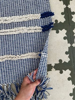 Alfombra Algodón 65x100cm Azul y Blanco