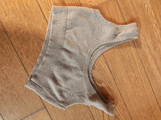 Top maglia beige/marrone