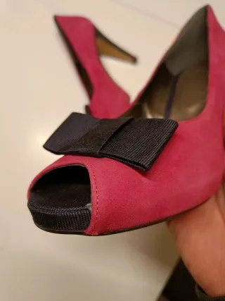 Zapatos de tacón FOSCO fucsia con lazo azul