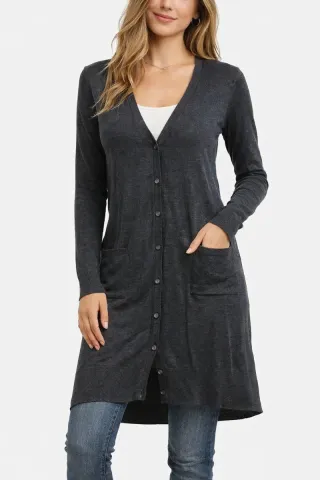 Casaco de malha comprido cinza