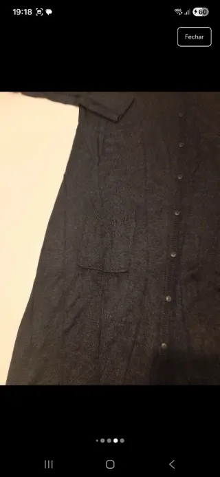 Casaco de malha comprido cinza