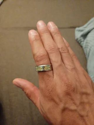 Anillo Acero Inoxidable Religioso Dorado y Platead