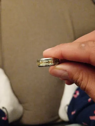 Anillo Acero Inoxidable Religioso Dorado y Platead