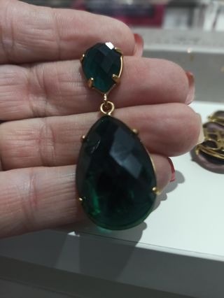 Pendientes CH Carolina Herrera Oro y Verde