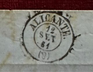 1861, carta, sello de 4 Cuartos, Madrid Alicante
