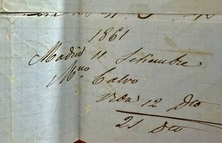 1861, carta, sello de 4 Cuartos, Madrid Alicante