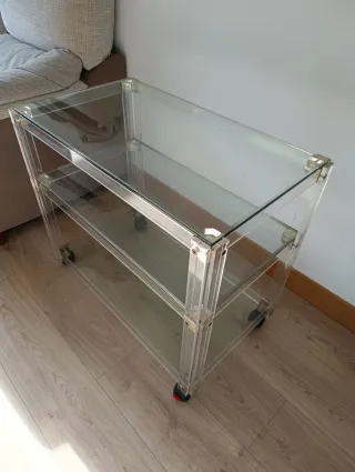 Mueble bar cristal con ruedas