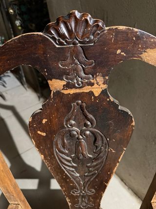 Sillón Roble Tallado Estilo Carolean