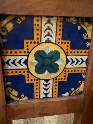 Paragüero Perchero Antiguo Madera y Cerá.mica