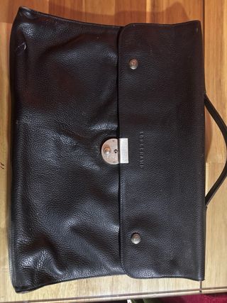 Maletín de cuero negro Longchamp