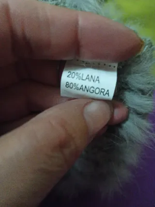 Gorro de pelo y Angora gris