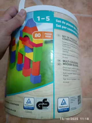 Juego Bloques Construcción Madera Colores